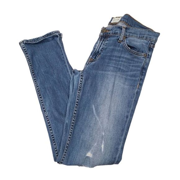 Hudson Straight Jeans Womens 27 Blue Denim Mid Rise Distressed 5-Pockets Casual - Picture 2 of 7